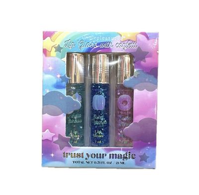 Magic lip gloss set with confetti, , medium