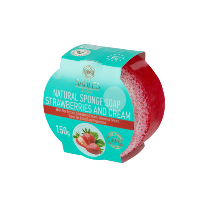 Natural sponge soap strawberries and cream, , medium