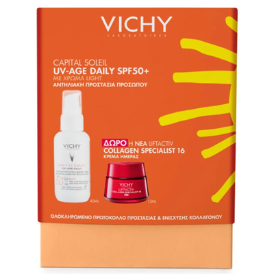 Vichy set με capital soleil uv-age daily tinted light SPF50 50 ml & δώρο liftactiv collagen specialist 16 κρέμα ημέρας 15 ml, , medium