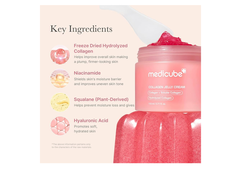 Medicube collagen jelly cream- niacinamide & freeze-dried hydrolyzed collagen-boosts skin barrier hydration & gives 24h glow & firmer looking skin-null