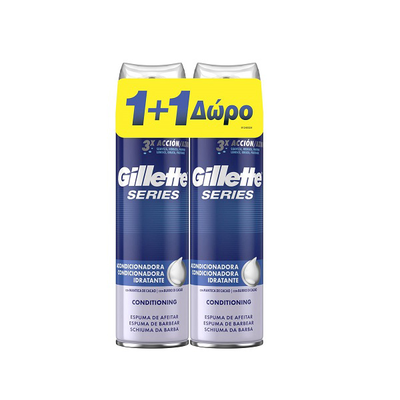 Gillette series conditioning αφρός ξυρίσματος με τριπλή προστασία 200 ml 1+1 δώρο, , medium
