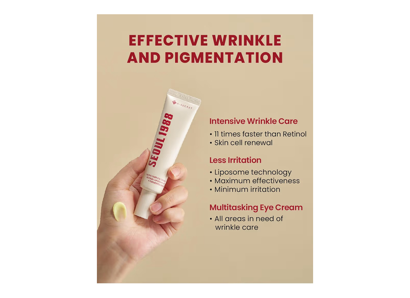 Ksecret seoul 1988 eye cream : retinal liposome 4% + fermented bean, wrinkle care, anti-aging, skin elasticity, pigmentation, retinol-null
