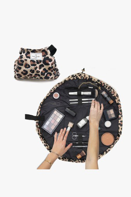 Open flat makeup bag leopard print, , medium