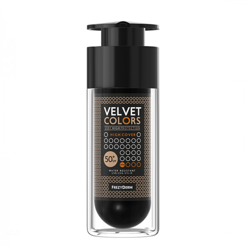Frezyderm velvet colors high cover foundation &mu;&alpha;&tau; &phi;&iota;&nu;ί&rho;&iota;&sigma;&mu;&alpha; & &upsilon;&psi;&eta;&lambda;ή &alpha;&nu;&tau;&eta;&lambda;&iota;&alpha;&kappa;ή &pi;&rho;&omicron;&sigma;&tau;&alpha;&sigma;ί&alpha; SPF50+ 30ml-null