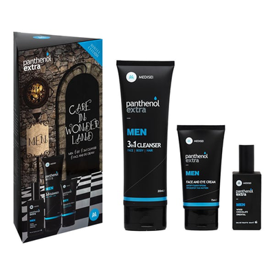Panthenol extra men care in wonderland men wood chocolate oriental edt 50ml + 3in1 cleanser 200ml + eye cream 75ml, , medium