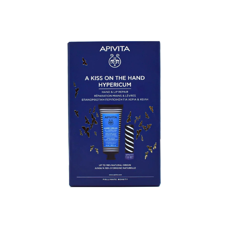 Apivita a kiss on the hand hypericum &ndash; hand cream & lip care duo, , medium-null