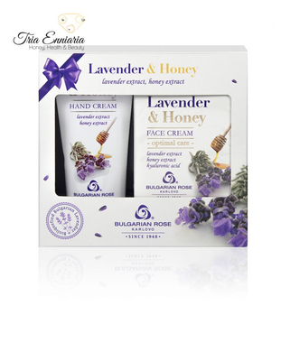 Gift set lavender & honey, face cream 50 ml and hand cream 50 ml, bulgarian rose, , medium