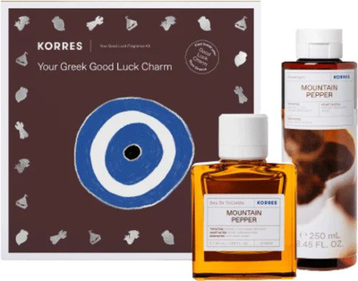 Korres your greek good luck charm mountain pepper eau de toilette 50ml & shower gel 250ml, , medium