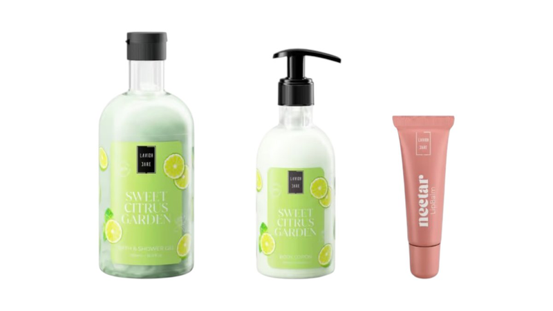 Lavish care sweet citrus garden trio: showergel 500ml, bodymilk 300ml + free lip balm nectar, , medium-null