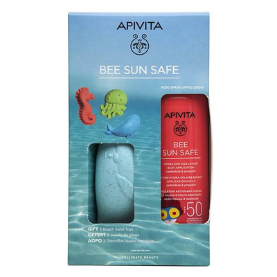 Apivita bee sun safe hydra sun kids spray lotion SPF50+ 200ml & gift 3 sand beach toys