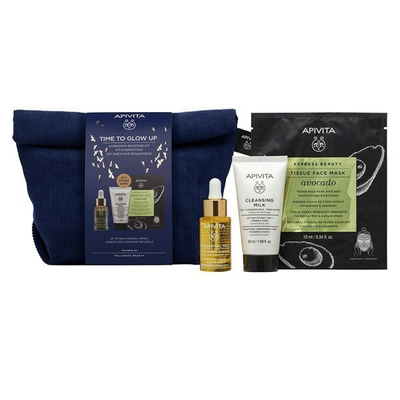 Apivita time to glow up beessential day oil 15ml + mini 3 in 1 cleansing milk 50ml gift set, , medium