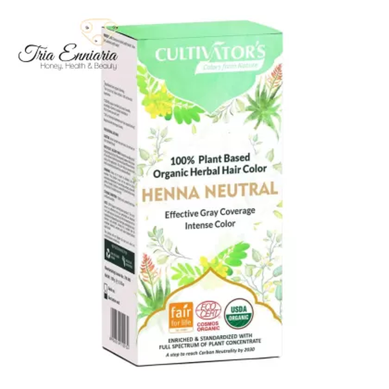 Organic herbal hair color henna neutral, 100 g, cultivators, , medium image number null