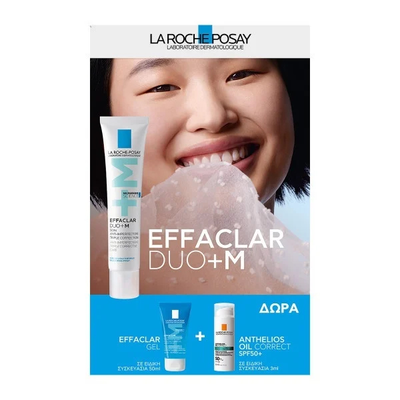 La roche-posay set &mu;&epsilon; effaclar duo+m 40 ml &kappa;&alpha;&iota; &delta;ώ&rho;&omicron; effaclar gel +m 50 ml & anthelios oil correct gel-cream SPF50+ 3 ml, , medium