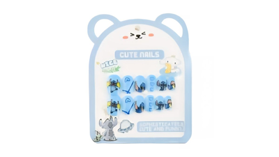 Cute fake nails set – blue stitch design | kids & teens nail art, , medium