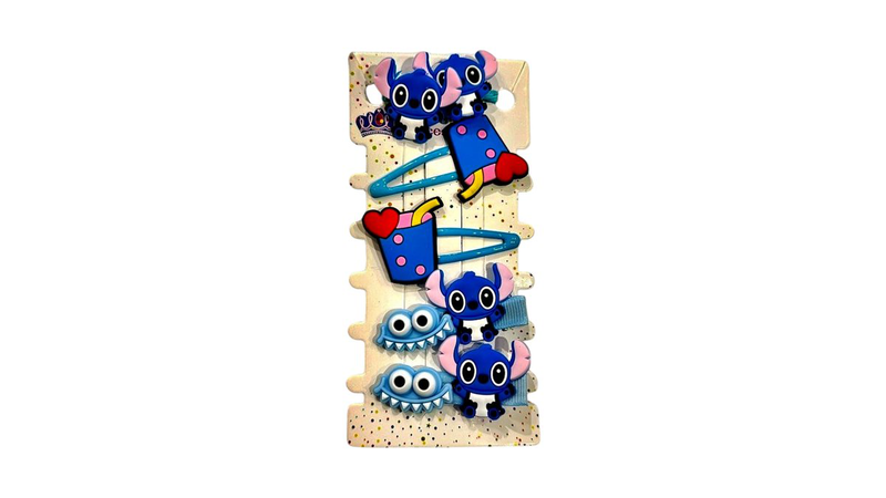 Stitch hair clips set &ndash; cute cartoon hair accessories for kids & fans, , medium-null