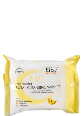 Elise face cleanse wipes age resist 25 pieces, , medium