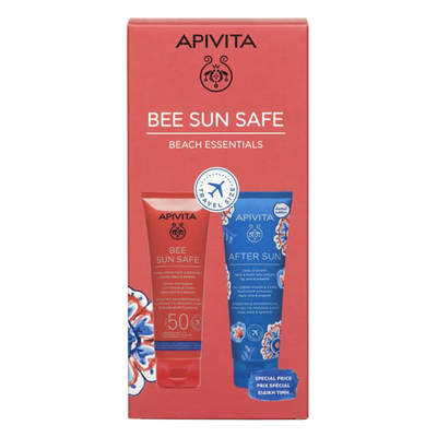 Apivita bee sun safe milk hydrating rejuvenating emulsion for face & body SPF50 x 100ml + after sun refreshing & soothing cream-gel for face & body x 100ml, , medium