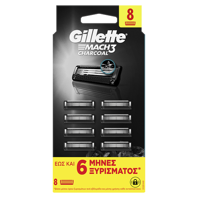 Gillette mach 3 charcoal &alpha;&nu;&tau;&alpha;&lambda;&lambda;&alpha;&kappa;&tau;&iota;&kappa;έ&sigmaf; &kappa;&epsilon;&phi;&alpha;&lambda;έ&sigmaf; 8 &tau;&mu;&chi;, , medium