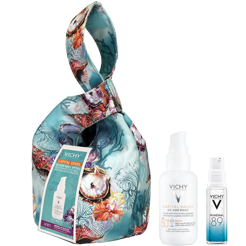 Vichy capital soleil set με uv-age daily αντηλιακή κρέμα προσώπου κατά της φωτογήρανσης SPF50+ 40 ml & δώρο mineral 89 10 ml, , medium-null