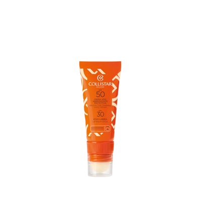 Collistar protective tanning face cream SPF 50 + lip stick SPF 30, , medium