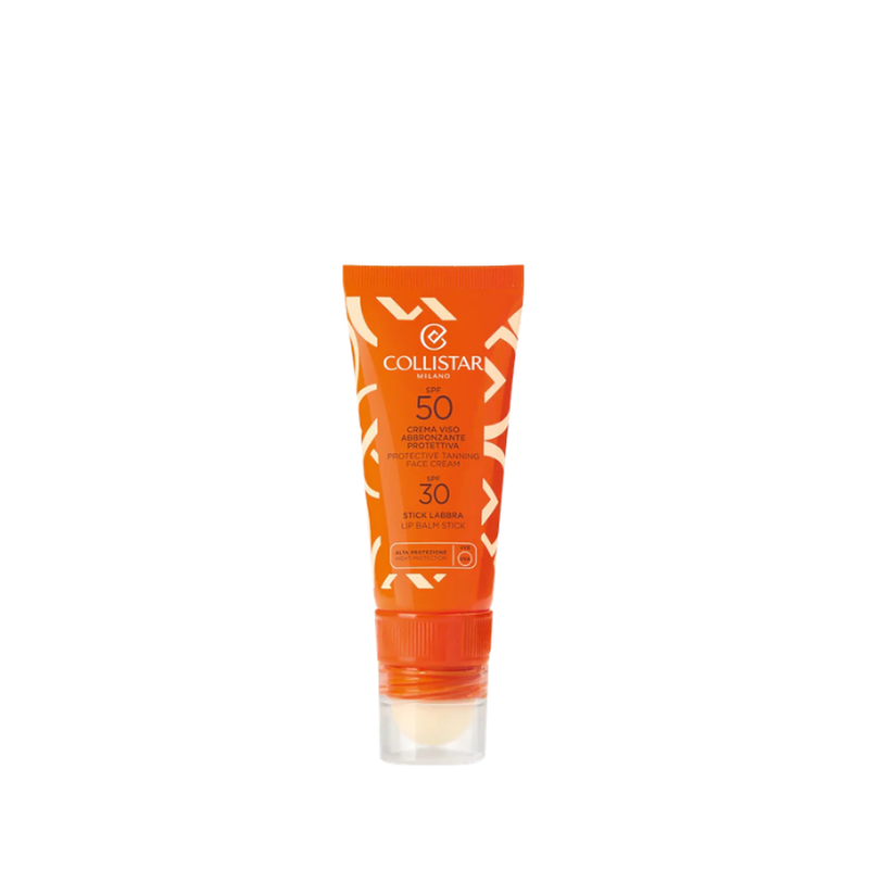 Collistar protective tanning face cream SPF 50 + lip stick SPF 30, , medium-null