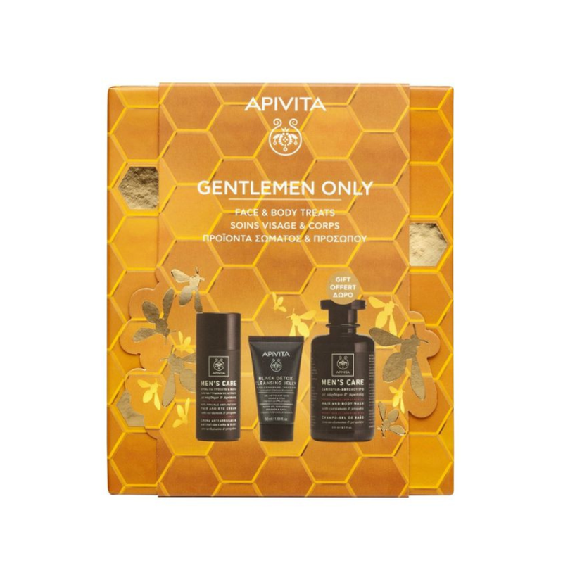 Apivita treats for him men's care with hair/body wash 250 ml and face/eye cream 50 ml, , medium-null