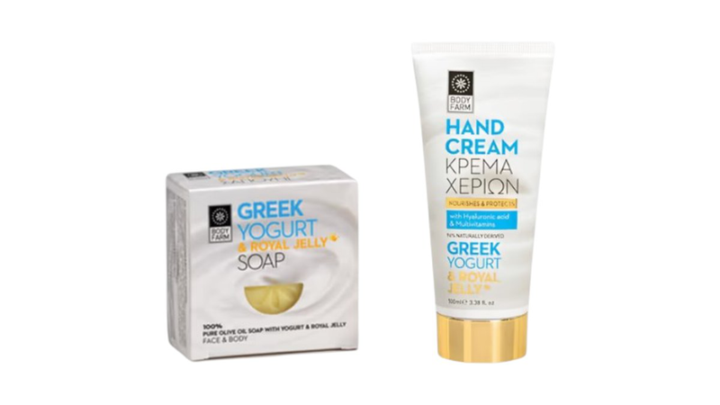 Body farm greek yogurt with royal jelly solid soap & hand cream 100ml, , medium-null