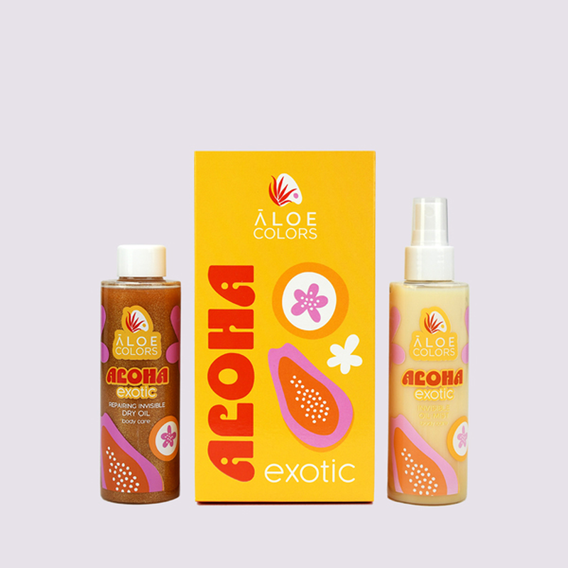Aloe+ colors aloha exotic set &mu;&epsilon; invisible oil mist 150 ml & repairing invisible dry oil 150 ml, , medium-null