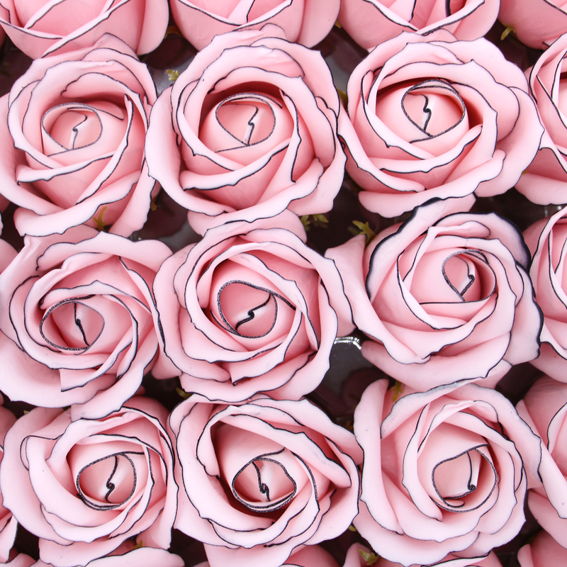 Product image: Soap flower pink rose with black rim medium, , medium-null