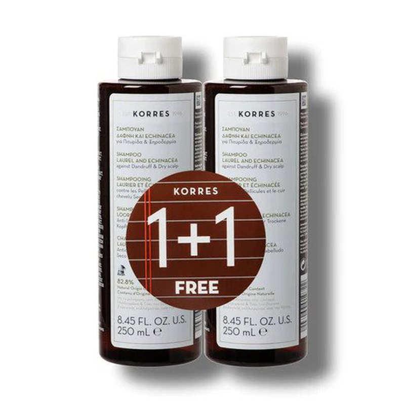 Korres laurel + echinacea shampoo against dandruff & dry scalp 250ml 1+1-null