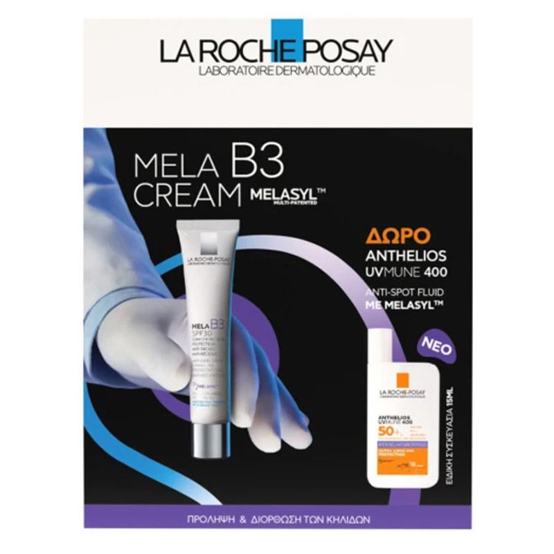 La roche-posay set &mu;&epsilon; mela b3 SPF30 &kappa;&rho;έ&mu;&alpha; &pi;&rho;&omicron;&sigma;ώ&pi;&omicron;&upsilon; &kappa;&alpha;&tau;ά &tau;&omega;&nu; &kappa;&eta;&lambda;ί&delta;&omega;&nu; 40 ml & &delta;ώ&rho;&omicron; anthelios uvmune 400 anti-dark spot fluid SPF50+ 15 ml-null