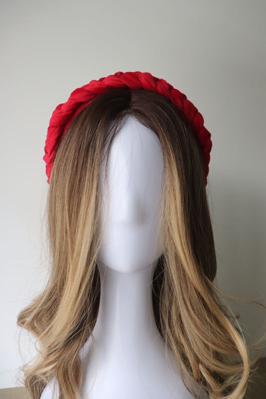 Product image: Carmine braided velvet headband, , medium-null