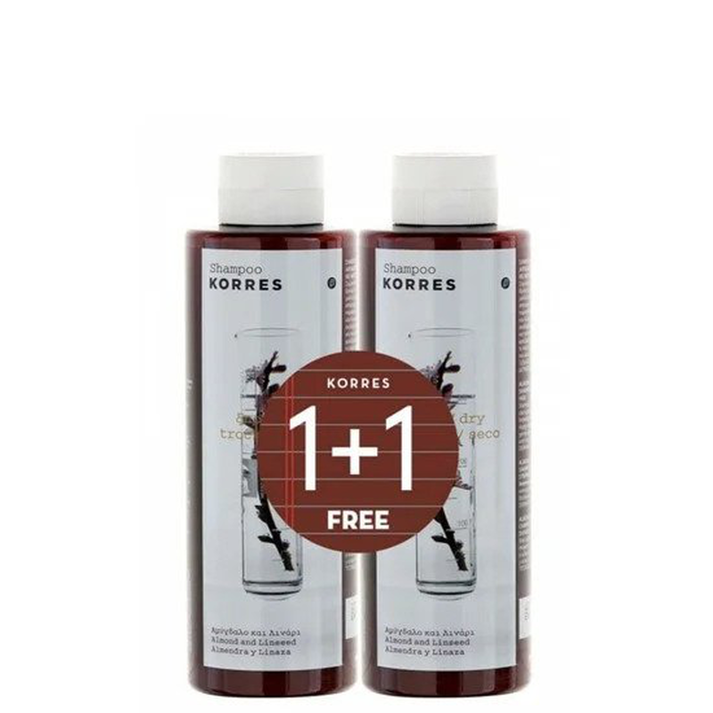 Korres almond & linseed shampoo 1+1 free, for dry / dehydrated hair 250ml, , medium image number null
