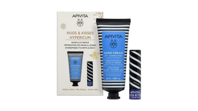 Apivita hugs & kisses hypericum hand and lip repair blue 2pcs-null