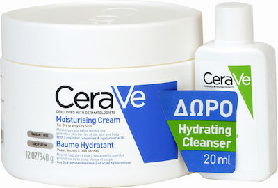 Cerave moisturising cream 340g + hydrating cleanser 20ml, , medium