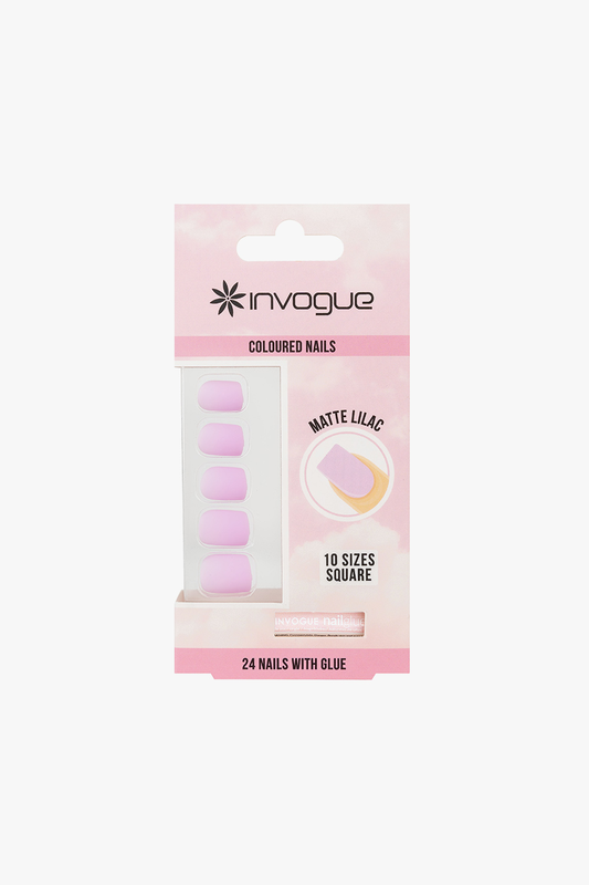 Matte lilac square nails (24 pcs), , medium-null