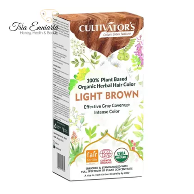 Organic herbal hair color light brown, 100 g, cultivators, , medium