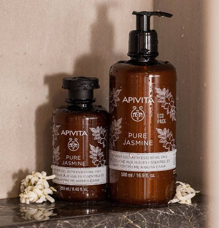 Apivita pure jasmine shower gel with essential oils ecopack x 500ml image number null