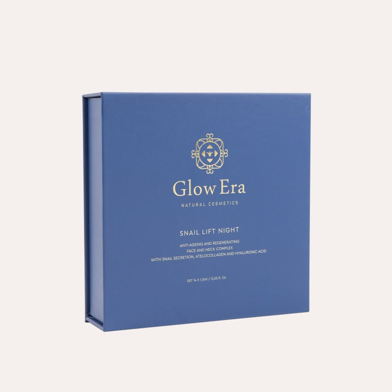 Product image: Αμπούλες προσώπου glow era για ανάπλαση με έκκριμα σαλιγκαριού helix aspersa, φυσική σύνθεση 99%, set 14 x1,5ml-null