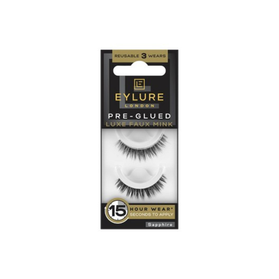 Eylure pre-glued luxe faux mink lashes sapphire 1 pair, , medium