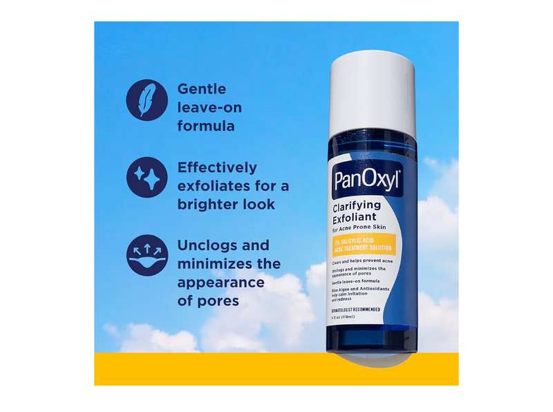 Panoxyl clarifying exfoliant with 2% salicylic acid, bha liquid exfoliant for face-null