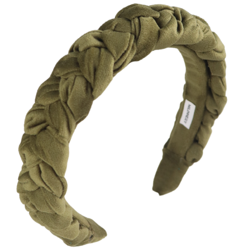 Leaf braided velvet headband, , medium-null