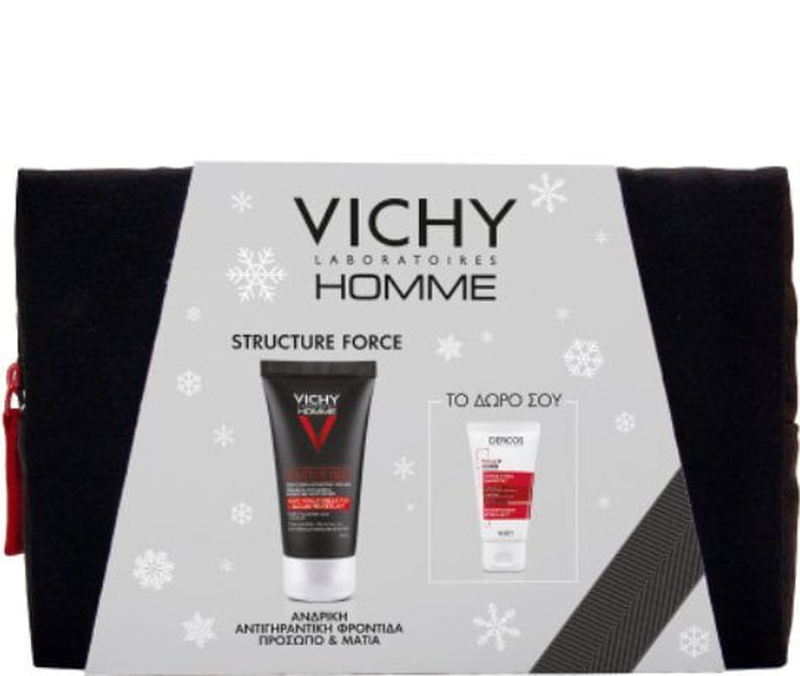 Vichy homme structure force anti-aging face cream 50ml & dercos anti-hair loss shampoo 50ml-null