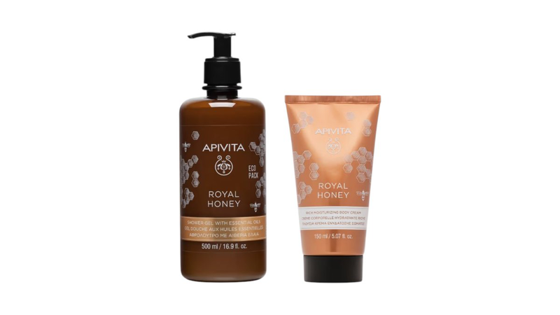 Apivita royal honey showergel ecopack 500ml & bodycream 150ml, , medium-null