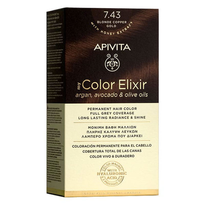 Product image: Apivita my color elixir permanent hair color kit blonde copper gold no 7.43, , medium-null