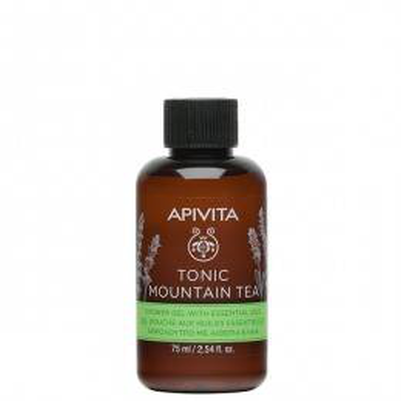Apivita tonic mountain tea shower gel with essential oils x 75ml - travel size-null