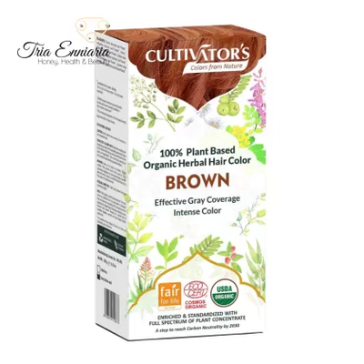 Organic herbal hair color brown, 100 g, cultivators, , medium