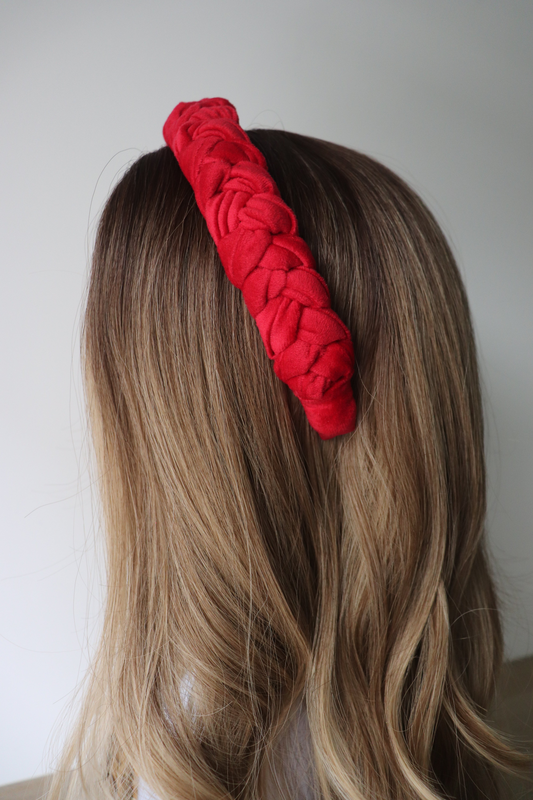Product image: Carmine braided velvet headband, , medium-null