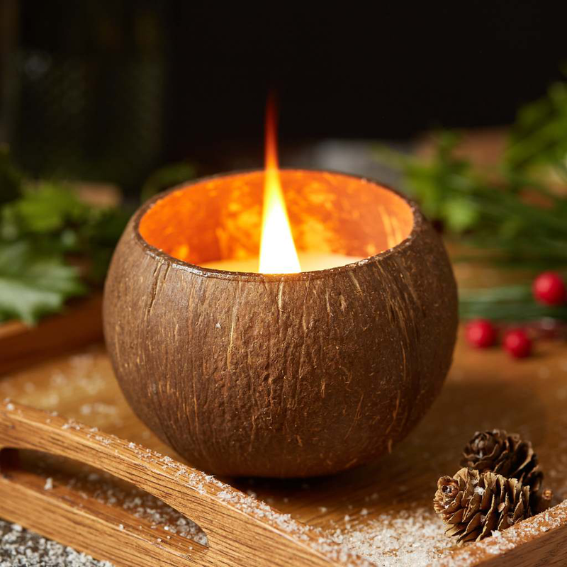 Product image: Coconut shell soy wax candle- toasted coconut, , medium-null