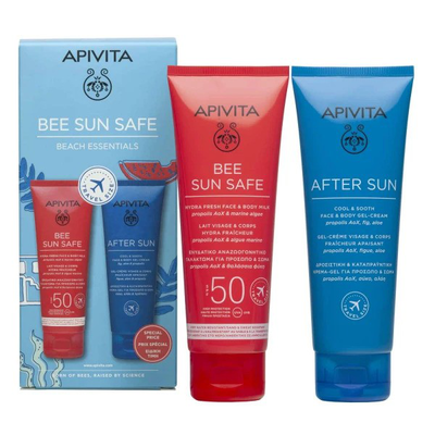 Apivita bee sun safe hydra fresh face & body milk SPF 50+ 100ml & cool - sooth face & body gel cream 100ml, , medium
